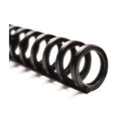 Close-up image of GBC Black ProClick Spines, showcasing their durable, flexible coil design for binding documents.