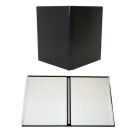 Fastback Black 8.5" x 11" Composition Hard Covers shown with a sleek black exterior and open view revealing durable white inner liners.