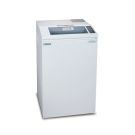 A white Formax OnSite FD 8402CC Cross-Cut Paper Shredder with a compact design and user-friendly control panel.