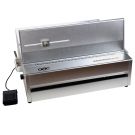 A GBC MagnaPunch Elite Electric Punch Machine, a silver machine, is angled on a white background with its foot pedal visible.