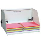 Martin Yale J1811 Padding Press with stacked colorful paper sheets, designed for efficient padding and binding tasks.