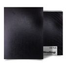 Black Regency Leatherette Vinyl Covers, one standing upright showing the smooth, textured front, and the other slightly tilted to reveal the thickness and '100 Pack' label.