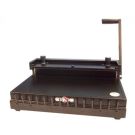 A Rhin-O-Tuff Onyx HD8000 14" Manual Flat Bar Wire Closer, featuring a sturdy black metal construction with a lever handle for manual wire closing.