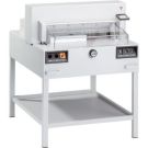 A Triumph 6655 25.5" Electric Programmable Paper Cutter, featuring a compact design with safety guards and a digital control panel.