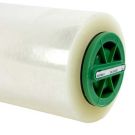 Xyron 2500 Two Sided Standard Laminate Roll Set 300' featuring a clear, durable roll with a green core for efficient lamination.