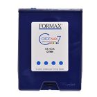 Formax ColorMax Memjet ink tank in cyan featuring a sturdy blue casing with a clear label indicating the color and order instructions, designed for use in digital color printing applications.