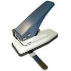 An Akiles Half Moon Calendar Punch with Guide, featuring a blue and white design.