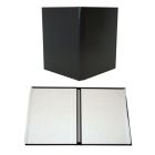 Fastback Black 8.5" x 11" Composition Hard Covers shown with a sleek black exterior and open view revealing durable white inner liners.