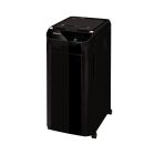 The Fellowes AutoMax 350C Auto Feed Level P-4 Cross-Cut Shredder, a sleek black office shredder with an auto-feed feature.