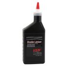 A black 12-ounce bottle of HSM 316 Shredder Oil with a red-tipped nozzle, designed for lubricating paper shredders to reduce friction, prevent paper jams, and maintain optimal performance.