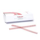 A box containing Red 3:1 Pitch Twin Loop Wire coils for binding documents.