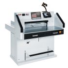 A Triumph 7260 28" Automatic Programmable Hydraulic Paper Cutter with VRCut Software, featuring a sleek design with digital controls and a cutting blade for precision paper trimming.