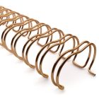 Gold 2:1 Pitch Twin Loop Wire, displaying a metallic gold finish with a unique double loop design, ideal for binding purposes.