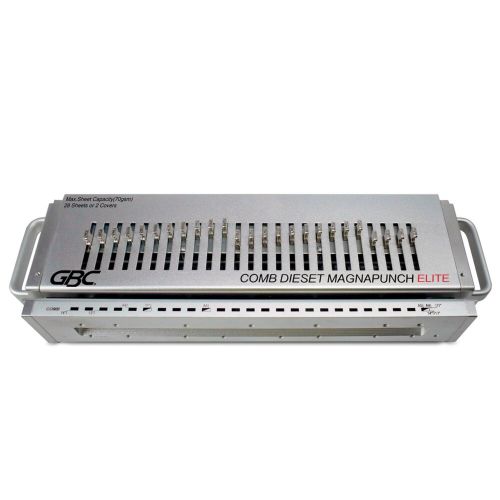A GBC MagnaPunch Elite CombBind Die is shown with its many rectangular punching pins.
