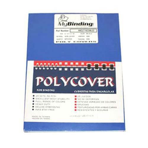 16mil Blue Leather Grain Poly 8.5 Inch x 11 Inch Covers (50pk) Image 1
