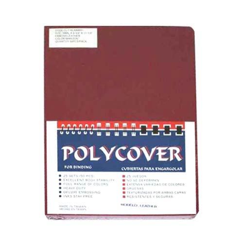 16mil Maroon Leather Grain Poly  8.75 Inch x 11.25 Inch Covers (50pk) Image 1