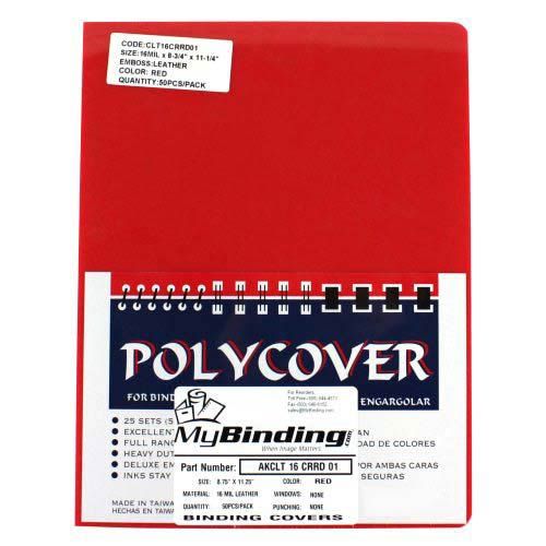 16mil Red Leather Grain Poly 8.75 Inch x 11.25 Inch Covers (50pk) Image 1