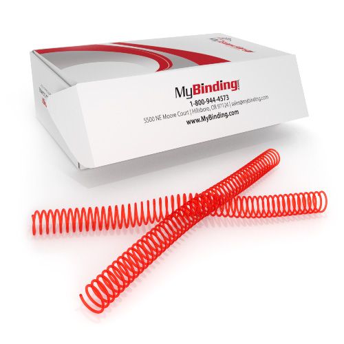 19mm Neon Red 4:1 Pitch Spiral Binding Coil - 100pk Image 1