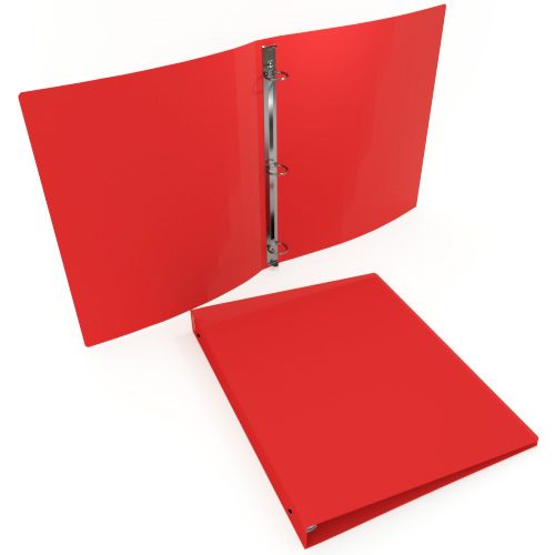 1" Red 23 Gauge 8.5" x 5.5" Poly Round Ring Binders - 100pk Image 2