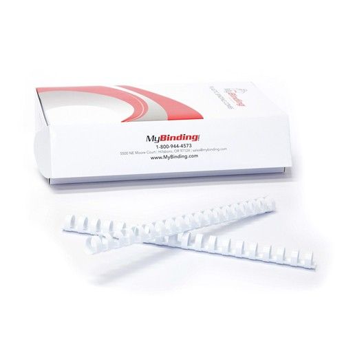 3/4 Inch White Plastic Binding Combs - 100pk Image 1