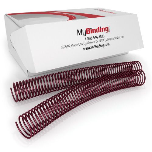32mm Burgundy 4:1 Pitch Spiral Binding Coil - 100pk Image 1