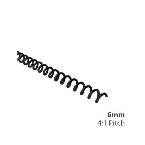 6mm 4:1 Pitch Spiral Binding Coil - 100pk