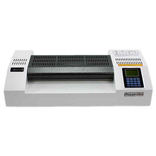 The Akiles Pro-Lam Ultra Six Roller Photo Laminator, a professional-grade laminating machine featuring a digital control panel and six rollers for high-quality lamination.