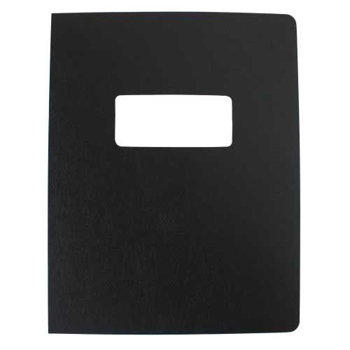 Black Leather Grain 8.5 Inch x 11 Inch Poly Covers With Windows (50 sets) Image 1