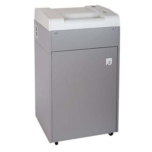 A Dahle 20394 Level P-7 Cross Cut High Security Paper Shredder, a durable, high-security shredding machine with a sleek gray design.