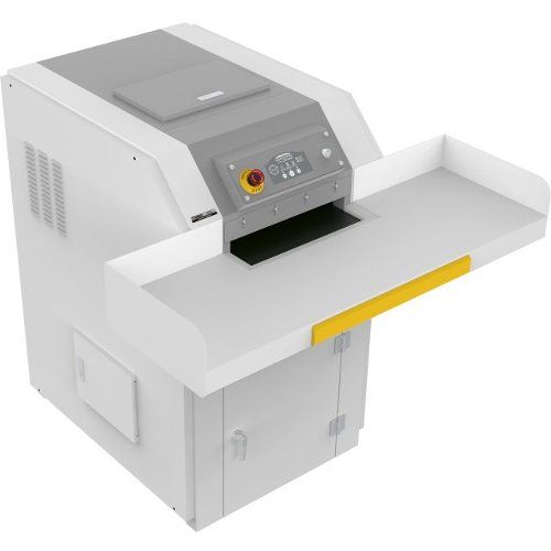 The Dahle PowerTEC 919 IS High Capacity Level P-3 Cross-Cut Industrial Shredder, featuring a modern design with a wide feed table and control panel for efficient shredding tasks.