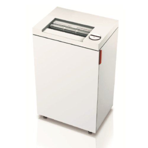 A sleek white Destroyit 2445 SMC Level P-7 High-Security Shredder designed for top-level document destruction with advanced security features.