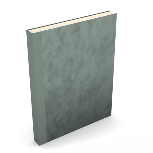 A gray hardcover book with a textured suede finish, designed in a Fastback Easyback 8.5" x 11" format, standing upright on a plain white background.