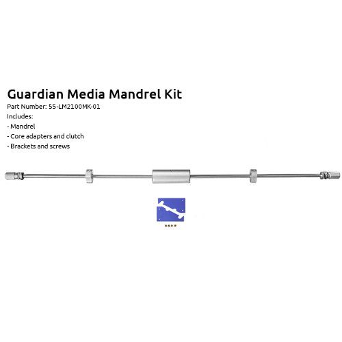 Extra Media Mandrel Kit for Guardian 82 Laminators, featuring a durable mandrel, core adapters, clutch, and mounting brackets.