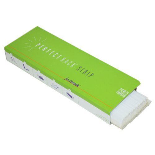 A green box containing Fastback 11" Narrow Perfectback Lay Flat Strips, with white pull-out strips visible on one side and simple illustrative instructions printed on the packaging.