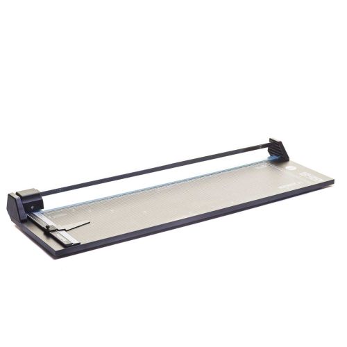 A RotaTrim 37" MonoRail Rotary Cutter, featuring a long cutting rail and measurement grid on the base for precision cutting.