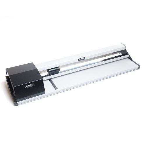 RotaTrim 100 PowerTech Electric Rotary Cutter with a sleek, long cutting platform and precision blade for professional cutting tasks.