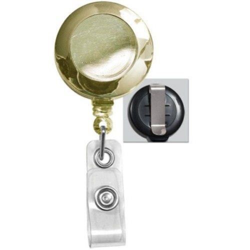 Gold Round Badge Reel with Belt Clip - 25pk Image 1