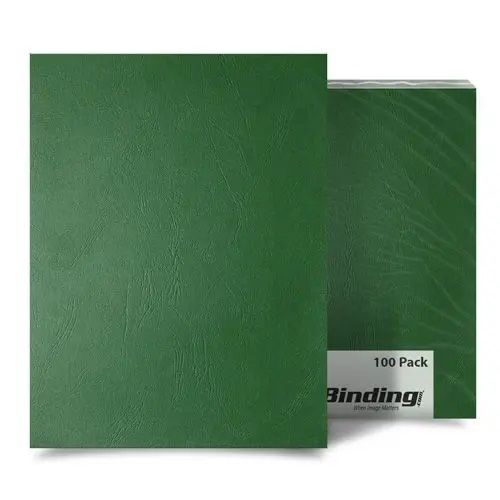 A stack of textured green Chipboard binding covers, with one fanned out and a "100 Pack" label visible.