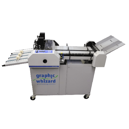 Graphic Wizard GW 12000 Number/Perf/Score/Slit Machine showcasing its versatile print finishing capabilities with an extended output tray.