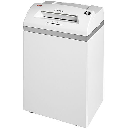 Front view of the Intimus 120 CP4 Cross Cut Paper Shredder, a high-security, white office shredder with a compact and professional design.
