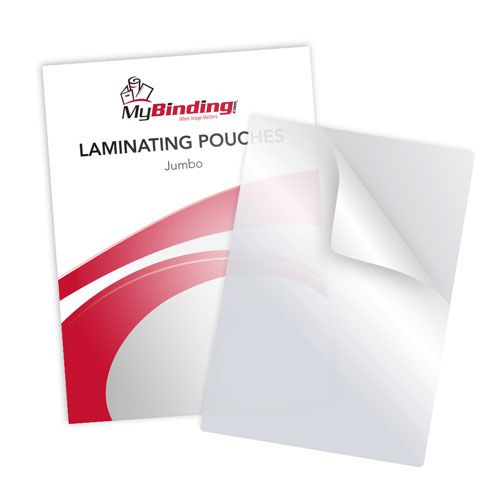Clear Jumbo 2-15/16" x 4-1/8" Laminating Pouches with a durable, glossy finish for protecting and preserving documents.