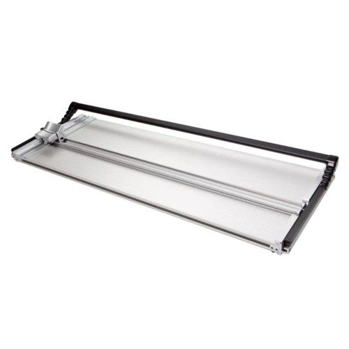 Keencut 50" Flexo Plate Cutter with precision blade and metal guide rail for accurate cutting of flexo plates.