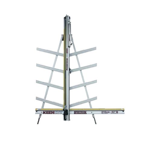 Keencut SteelTrak 82" Vertical Substrate Cutter with adjustable support arms for precision cutting of large materials.