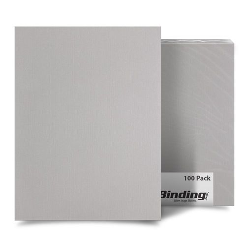 A stack of 100 Light Gray Linen Binding Covers with a textured surface, displayed in packaging.