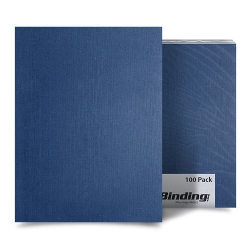 A pack of Navy Blue Linen Binding Covers with a textured finish, shown in a 100-pack set.