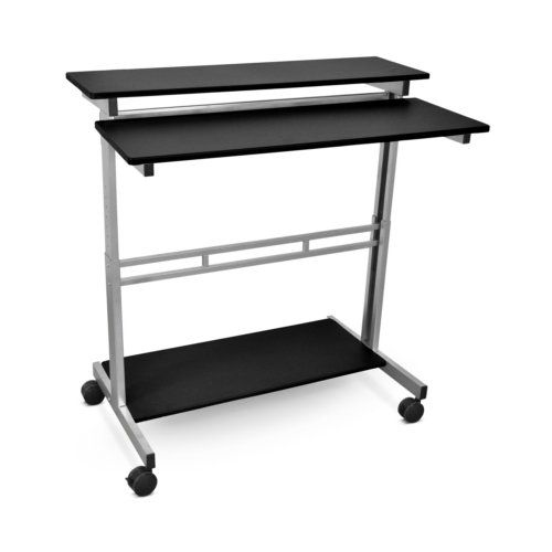 The Luxor 40" Wide Adjustable Stand-Up Workstation provides ample workspace and mobility, making it ideal for creating an ergonomic and flexible office setup.