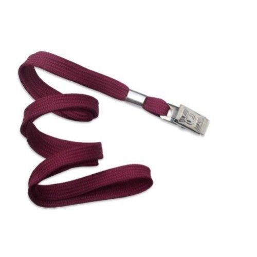 Maroon Flat Braid Lanyard with Bulldog Clip Image 1