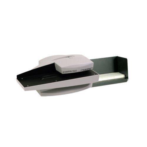 The Martin Yale 1632 Automatic Letter Opener, featuring a compact design and an integrated tray for fast and organized envelope opening.