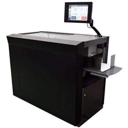 MBM AeroCut XP Digital Finishing System for Slitting, Cutting, Creasing, & Perforating with touchscreen control interface and precision output tray.