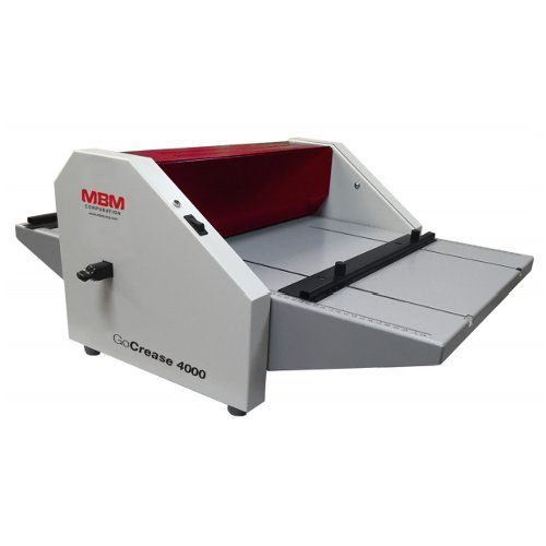 Front view of the MBM GoCrease 4000 17.7" Electric Creaser and Perforating Machine, showcasing its durable design and versatile creasing capabilities.